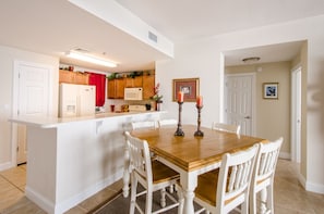 Condo, Multiple Beds, Balcony, Ocean View | Private kitchen | Fridge, microwave, oven, stovetop - Emerald Dolphin unit 1220 - Two Bedroom Condo (Pensacola Beach)