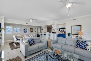 Condo, Multiple Beds, Balcony, Ocean View | Living room | TV