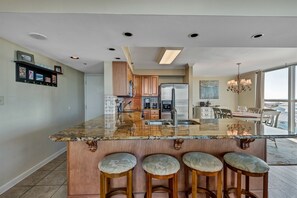 Condo, Multiple Beds, Balcony, Ocean View | Private kitchen | Fridge, microwave, oven, stovetop