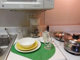 Full-size fridge, stovetop