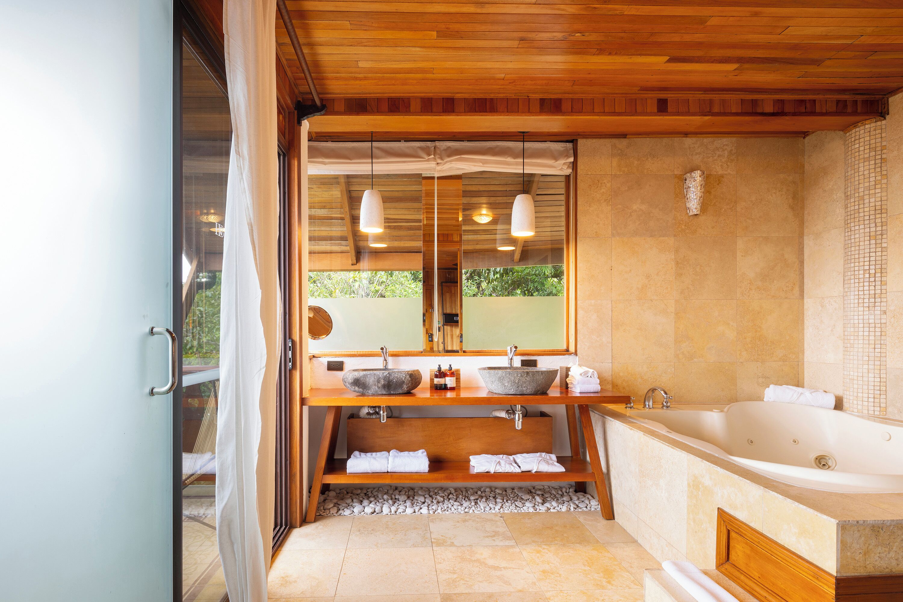 belmar | bathroom | eco-friendly toiletries, hair dryer, bathrobes, slippers