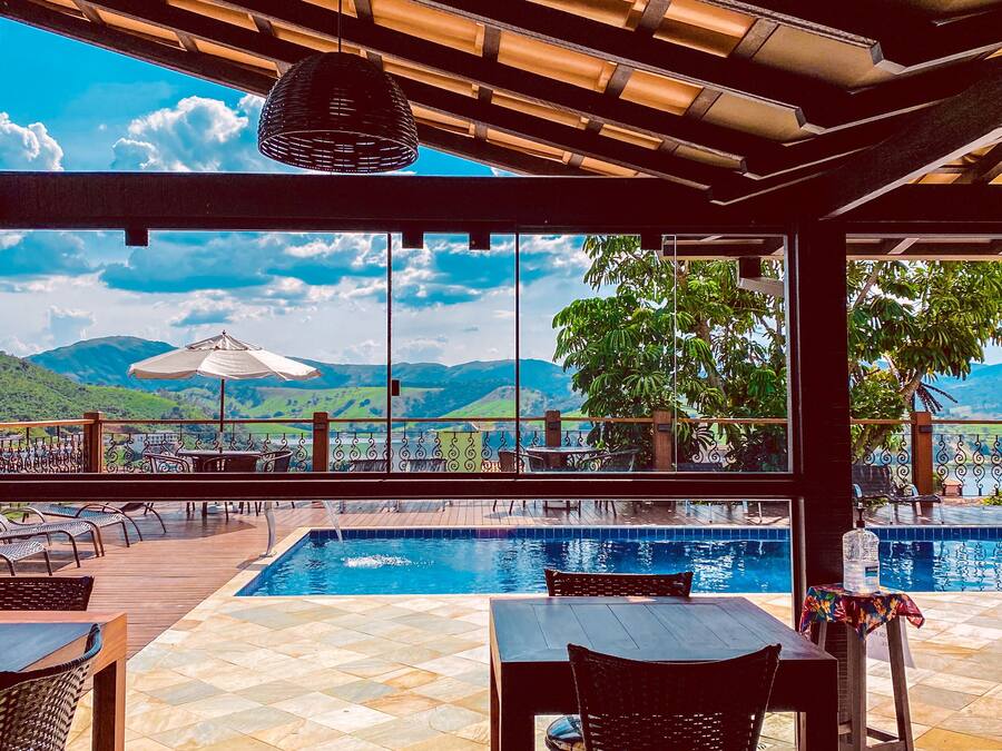 Outdoor pool, pool loungers