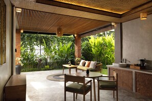 Duplex private pool villa | Living area | 36-inch LCD TV with cable channels, TV