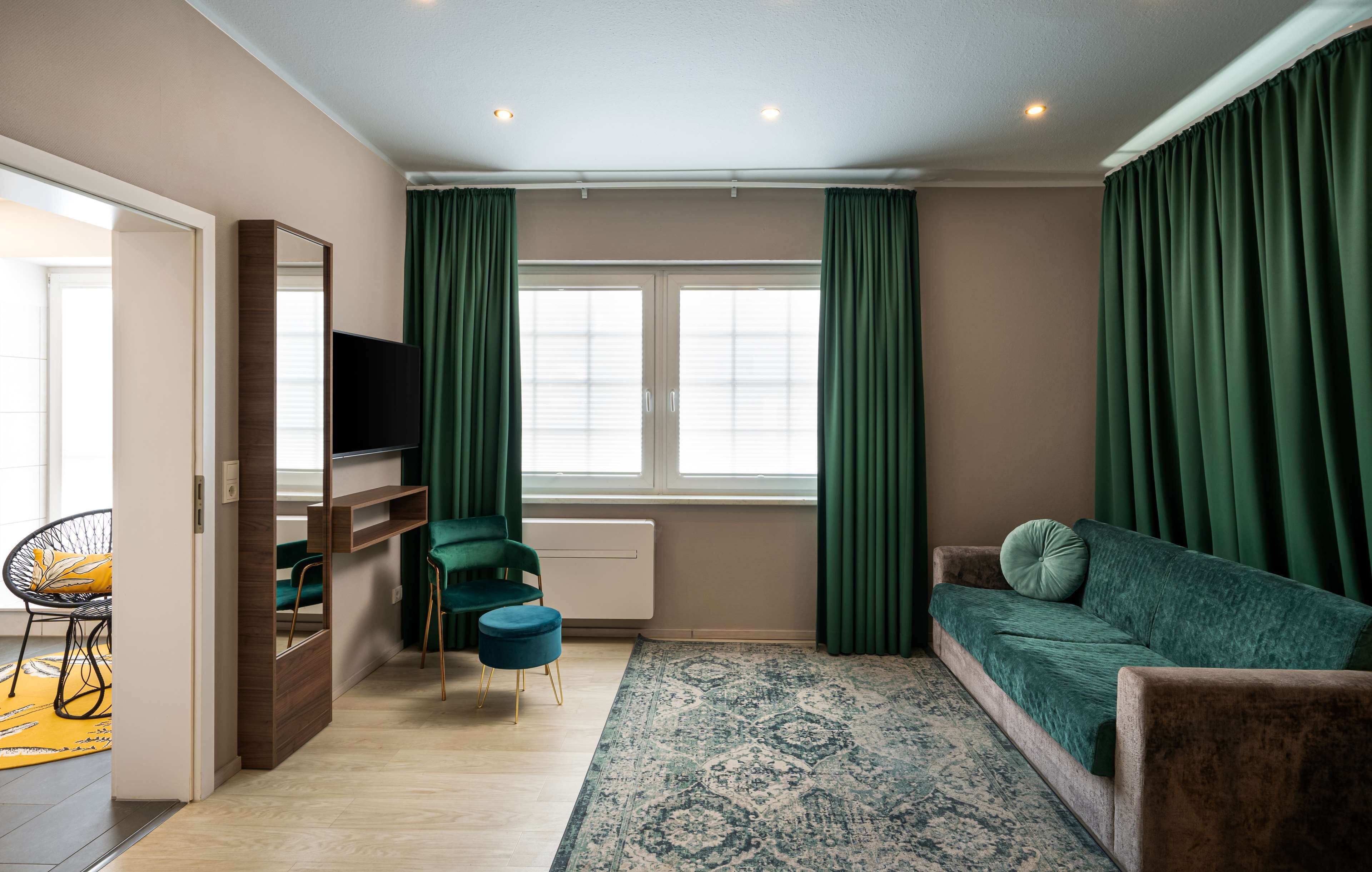 junior suite | in-room safe, desk, laptop workspace, blackout curtains