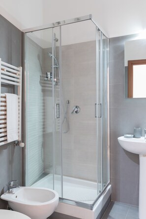 Departamento, 3 habitaciones | Baño | Regadera, toallas, shampoo 