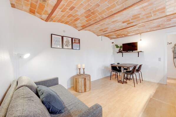 Basic Apartment, 1 Bedroom (4 persons, A) | Living area | Flat-screen TV - Adventure Park Apartments (Ringkobing)