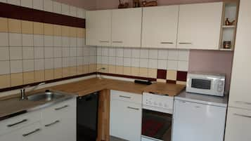 Apartment | Private kitchen | Fridge, microwave, oven, stovetop