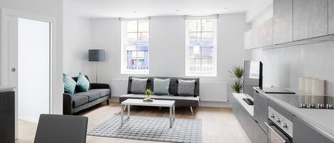 Apartment, Multiple Beds (154c) | Private kitchen | Full-sized fridge, oven, stovetop, dishwasher