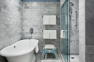Suite (First Lady Caroline Harrison) | Bathroom | Designer toiletries, hair dryer, bathrobes, slippers