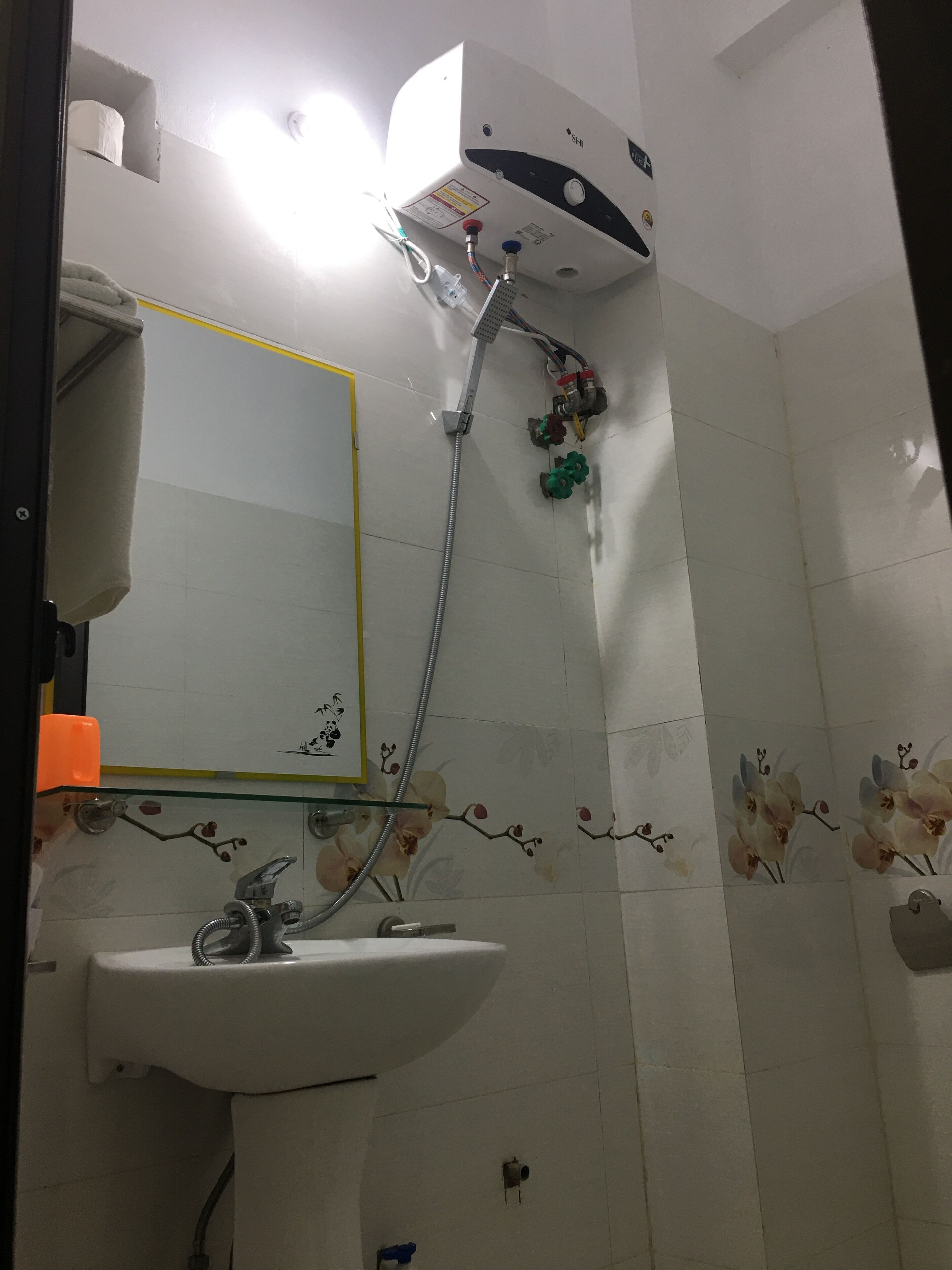 Shower, hair dryer, slippers, bidet