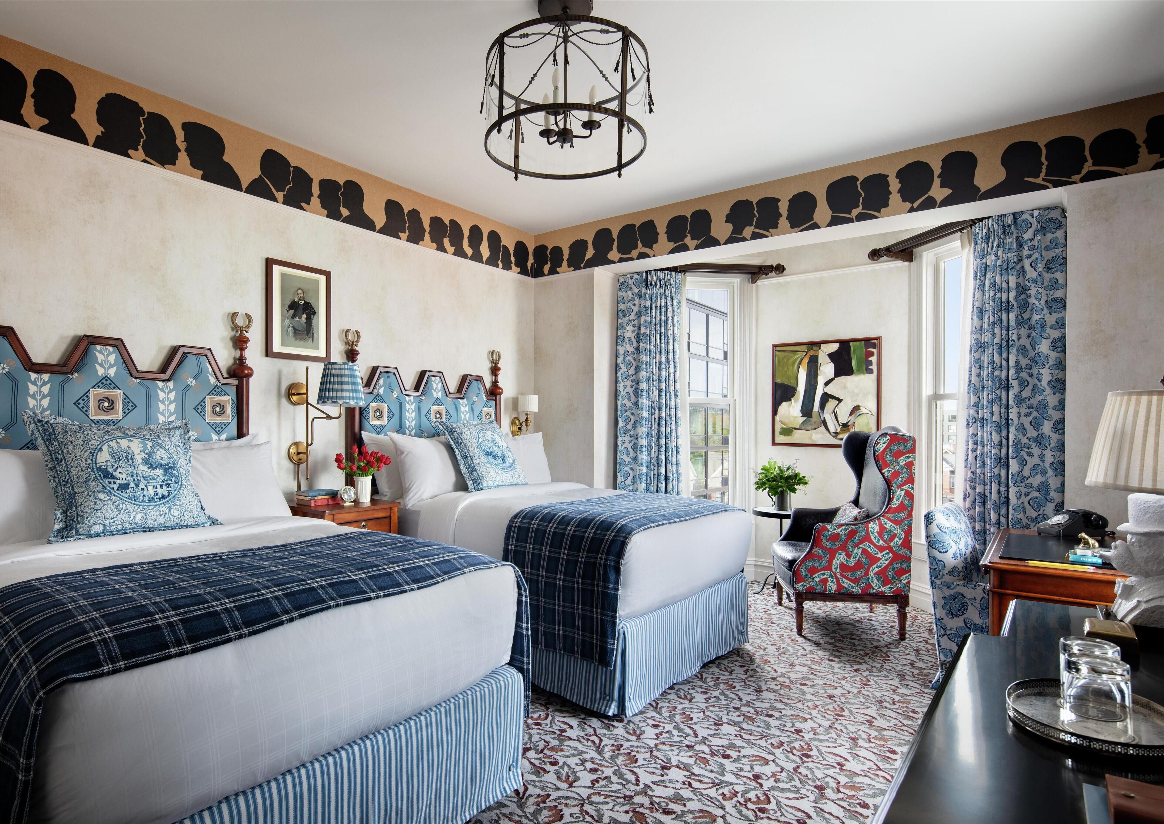 room, 2 double beds | in-room safe, desk, blackout curtains, soundproofing