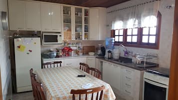 Fridge, microwave, stovetop, blender