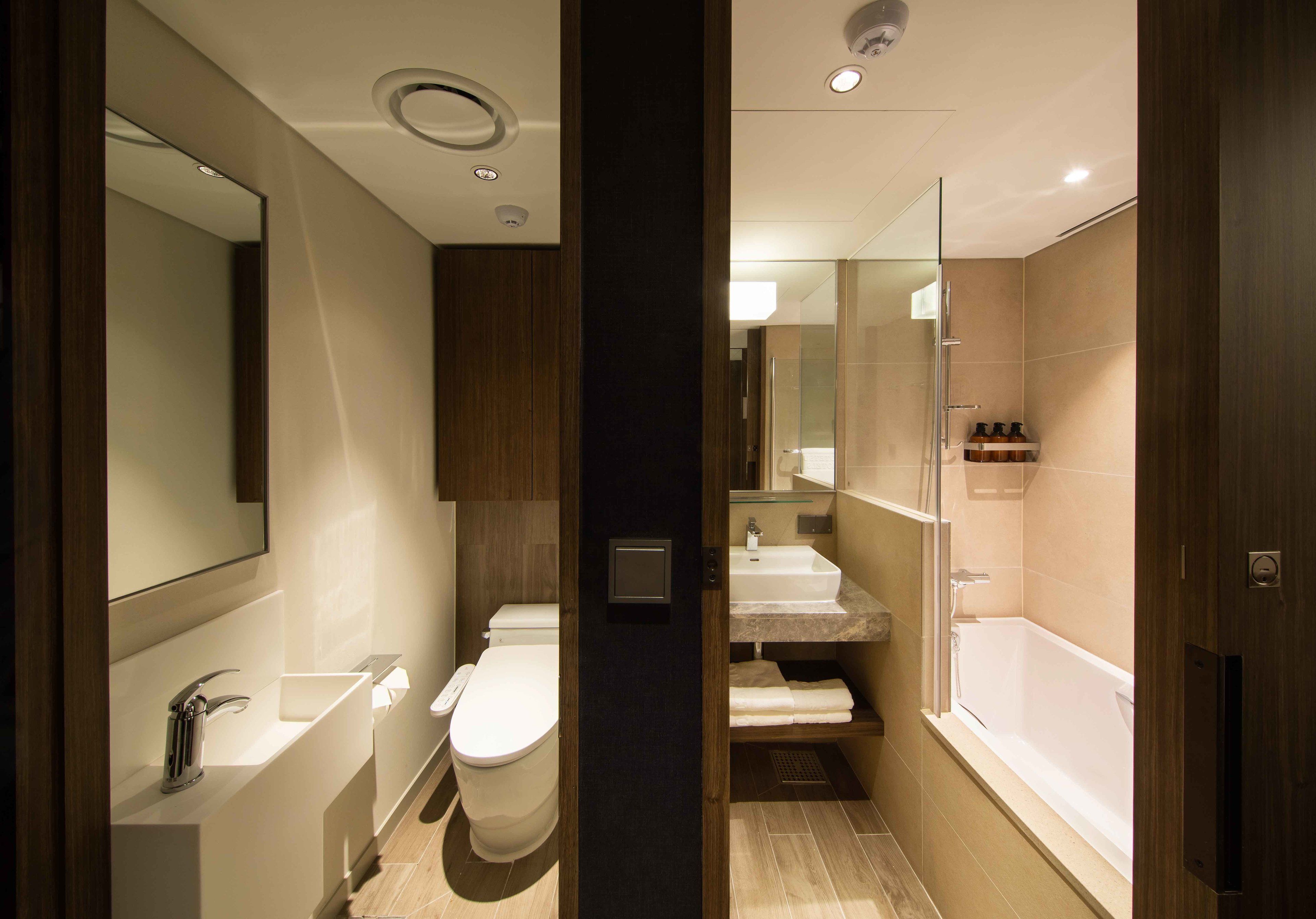 free toiletries, hair dryer, slippers, electronic bidet