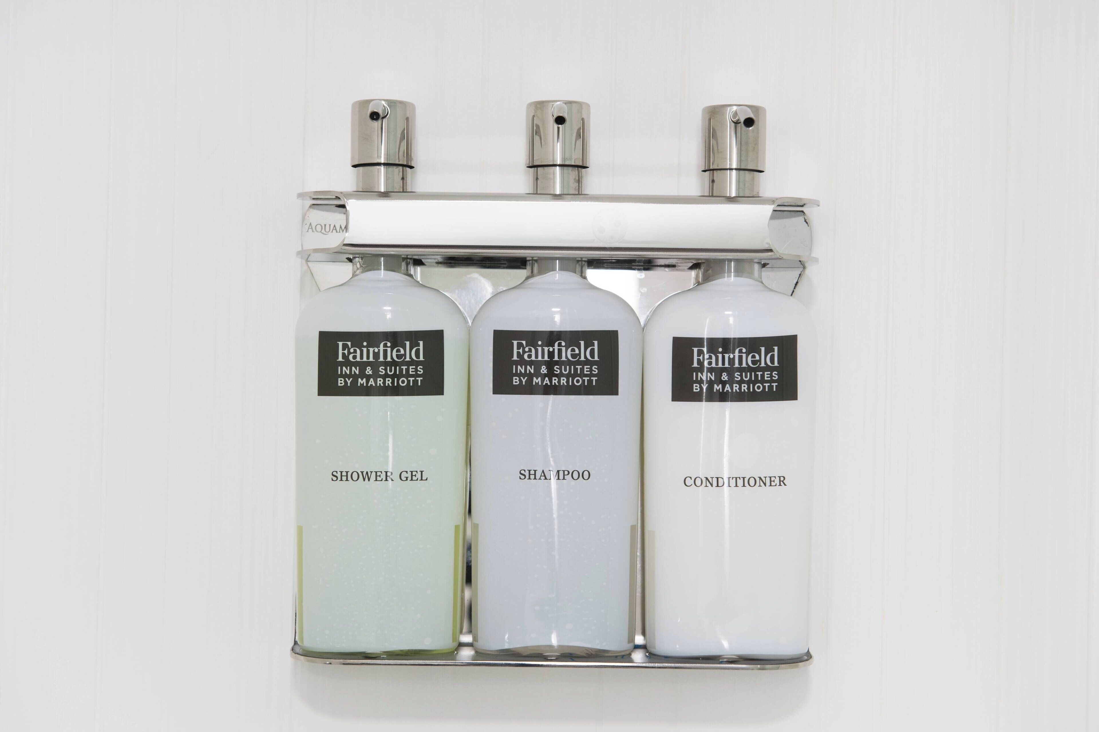 free toiletries, hair dryer, towels