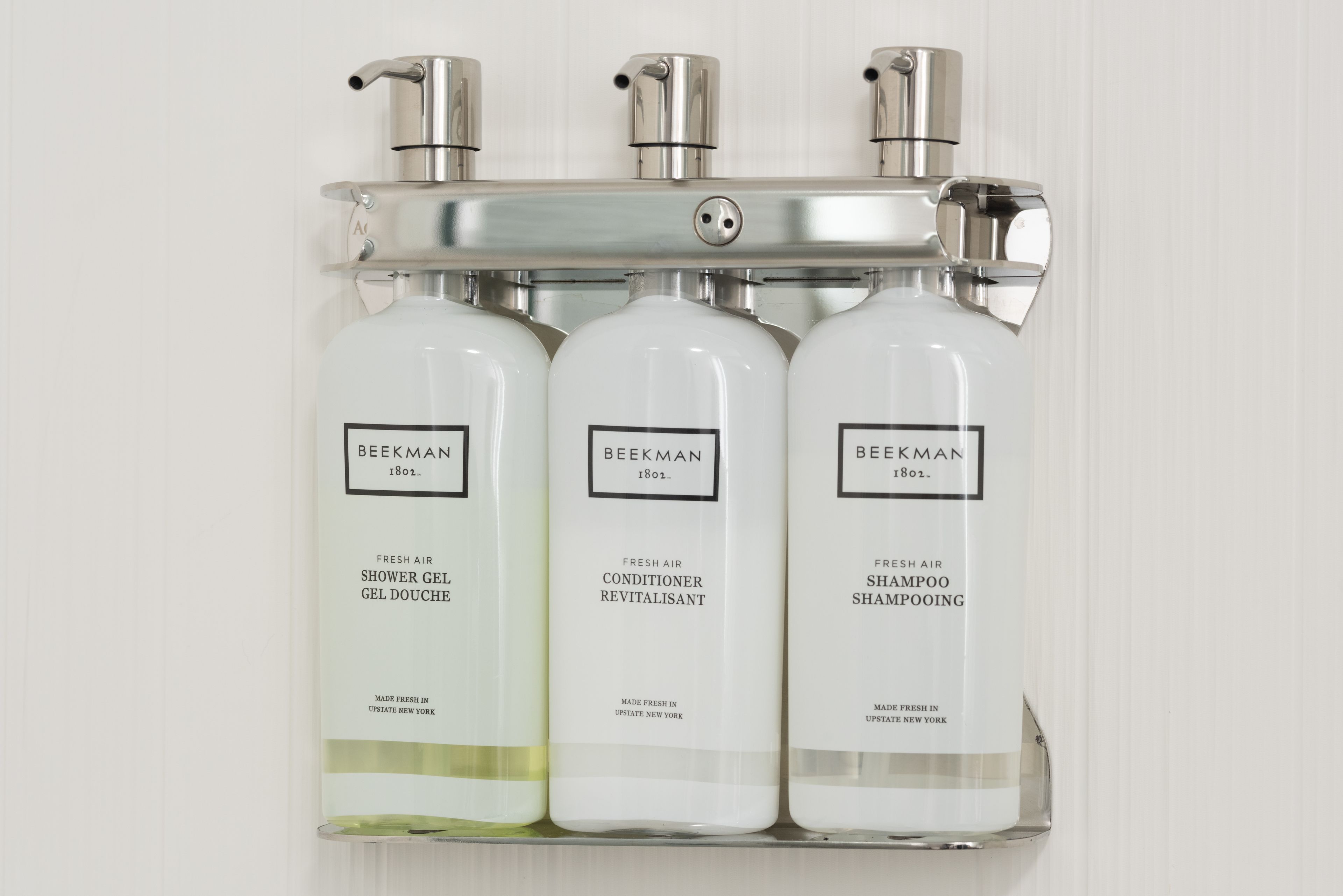 free toiletries, hair dryer, towels