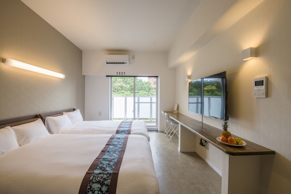 1 bedroom, desk, laptop workspace, blackout curtains