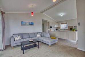House, 3 Bedrooms | Living area | Flat-screen TV, DVD player - Front Row Beachfront (Binalong Bay)