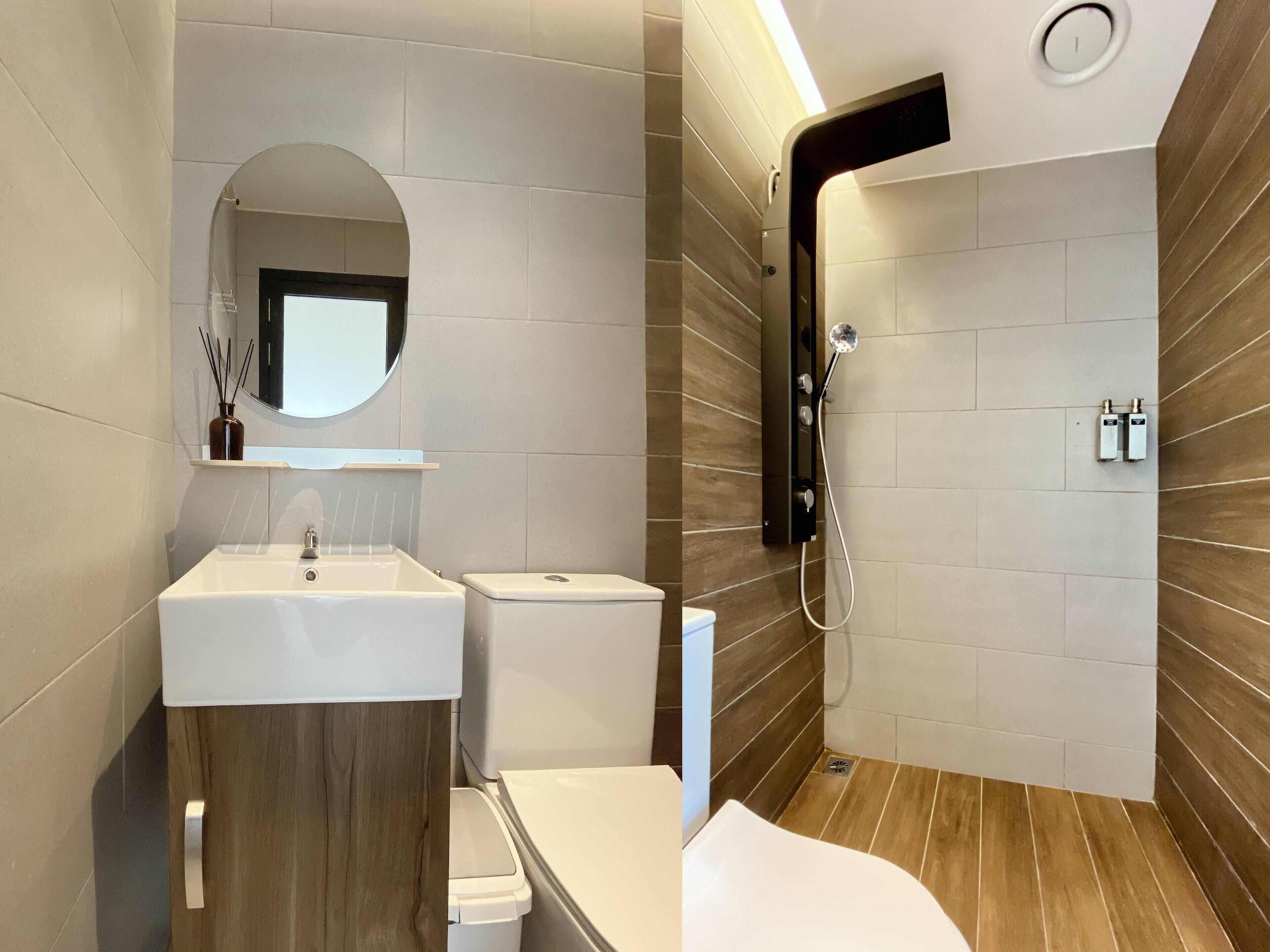 the musician room | bathroom | free toiletries, hair dryer, slippers, towels