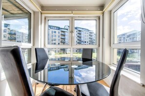 Microwave, oven, dishwasher, high chair