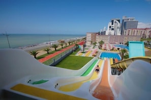 Enjoy thrilling water slides and stunning city views at this vibrant water park.