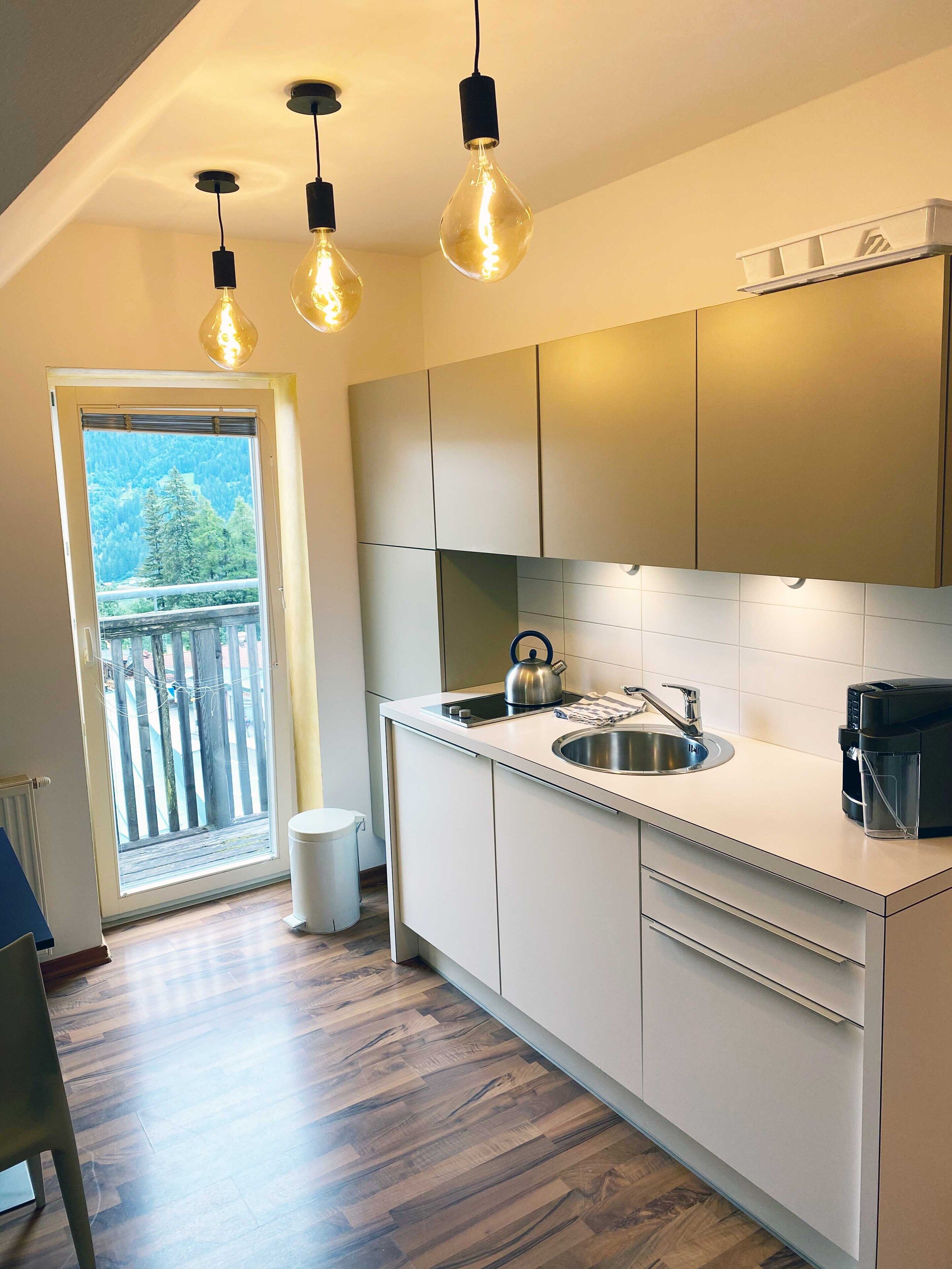 Apartamento Deluxe, 1 habitación, vistas a la montaña | Cocina privada | Frigorífico, microondas, placa de cocina y cafetera o tetera