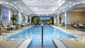 Indoor pool, open 6:00 AM to 10:00 PM, sun loungers