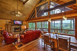 TV, fireplace, video games, DVD player