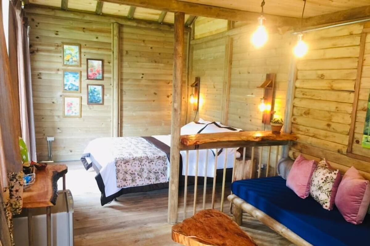 Cabaña clásica, 1 cama doble, frigorífico, vistas al valle | Cortinas opacas, tabla de planchar con plancha, decoración individual
