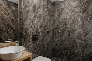 Habitación empresarial - 1 cama matrimonial o 2 individuales | Baño | Regadera, amenidades de baño gratuitas, secadora de cabello, toallas