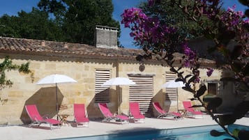 สระว่ายน้ำกลางแจ้ง, ร่มริมสระว่ายน้ำ, เก้าอี้อาบแดดริมสระ