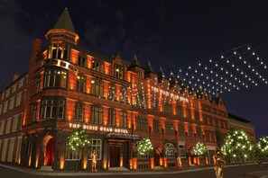 The Dixie Dean Hotel with a brick facade, multiple windows, and a prominent corner turret. - The Dixie Dean Hotel (Liverpool)