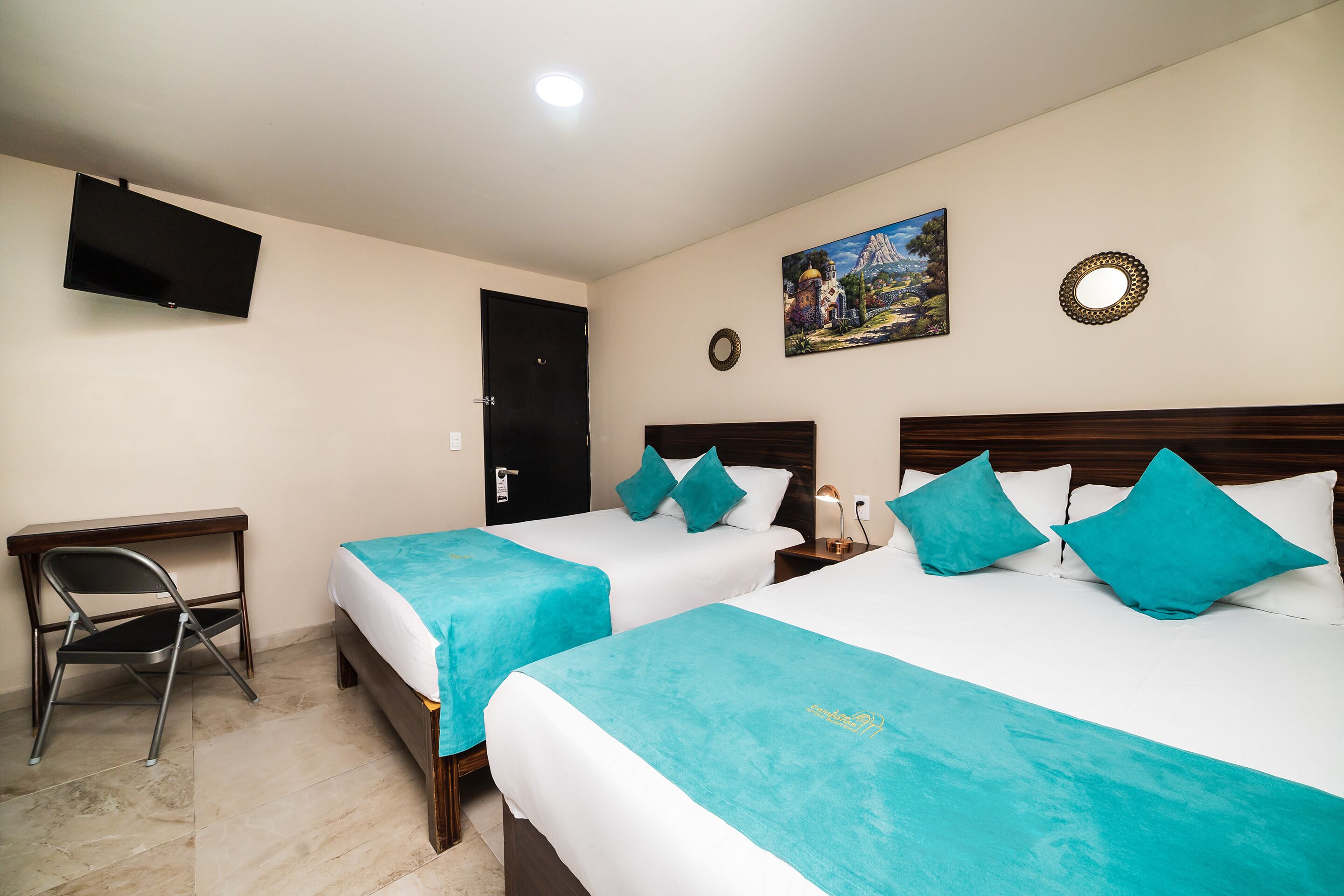 standard room, 2 double beds | 1 bedroom, desk, iron/ironing board, free wifi