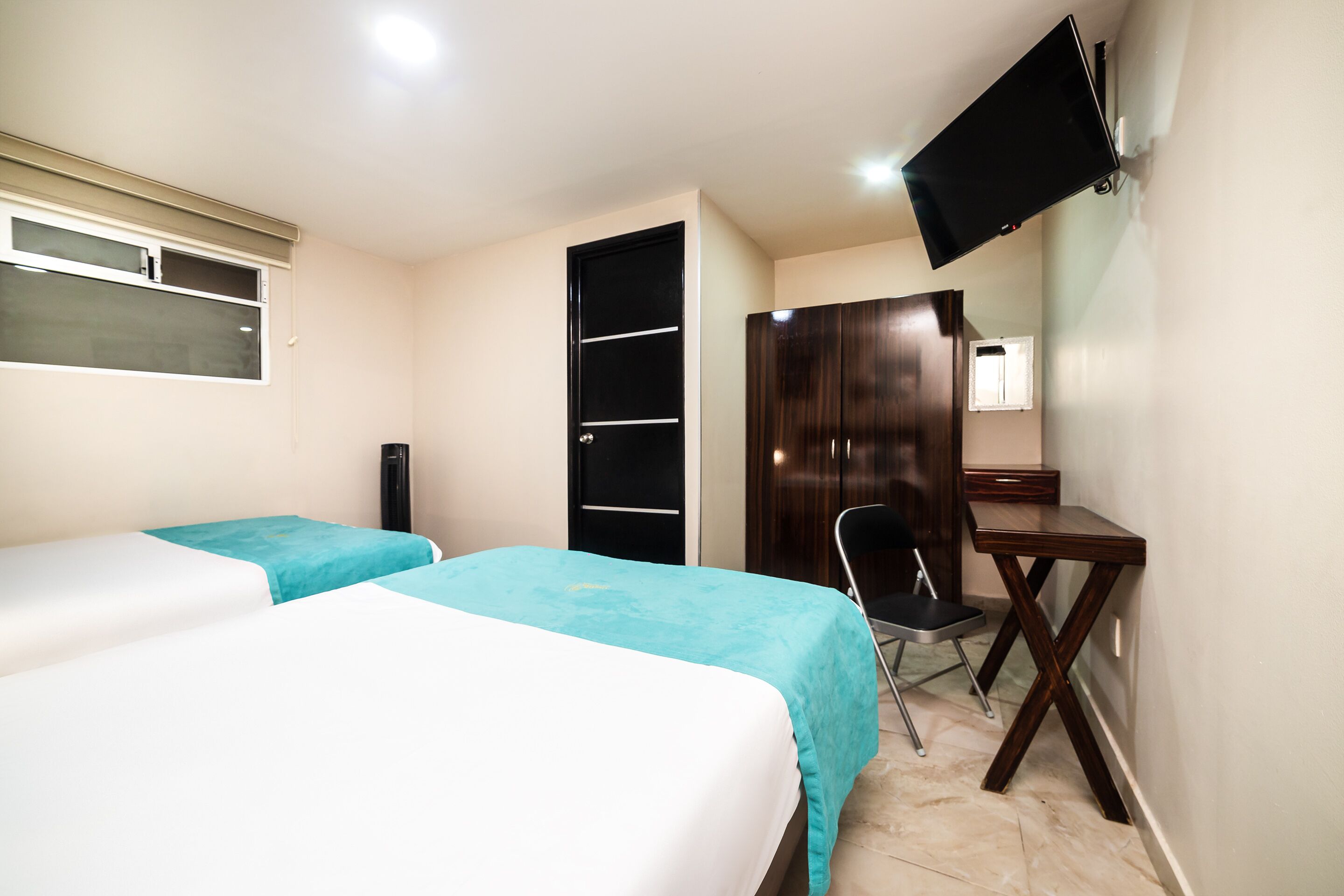 standard room, 2 double beds | 1 bedroom, desk, iron/ironing board, free wifi