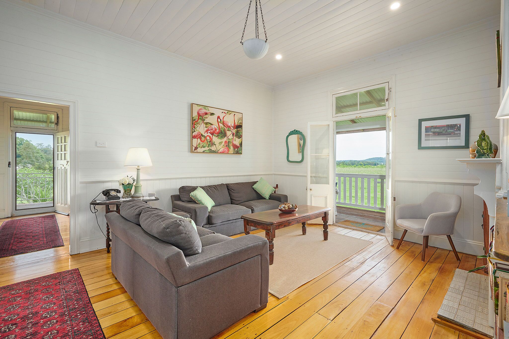 Smart TV, fireplace, DVD player, books