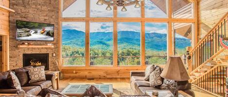 Smart TV, fireplace, video games, DVD player