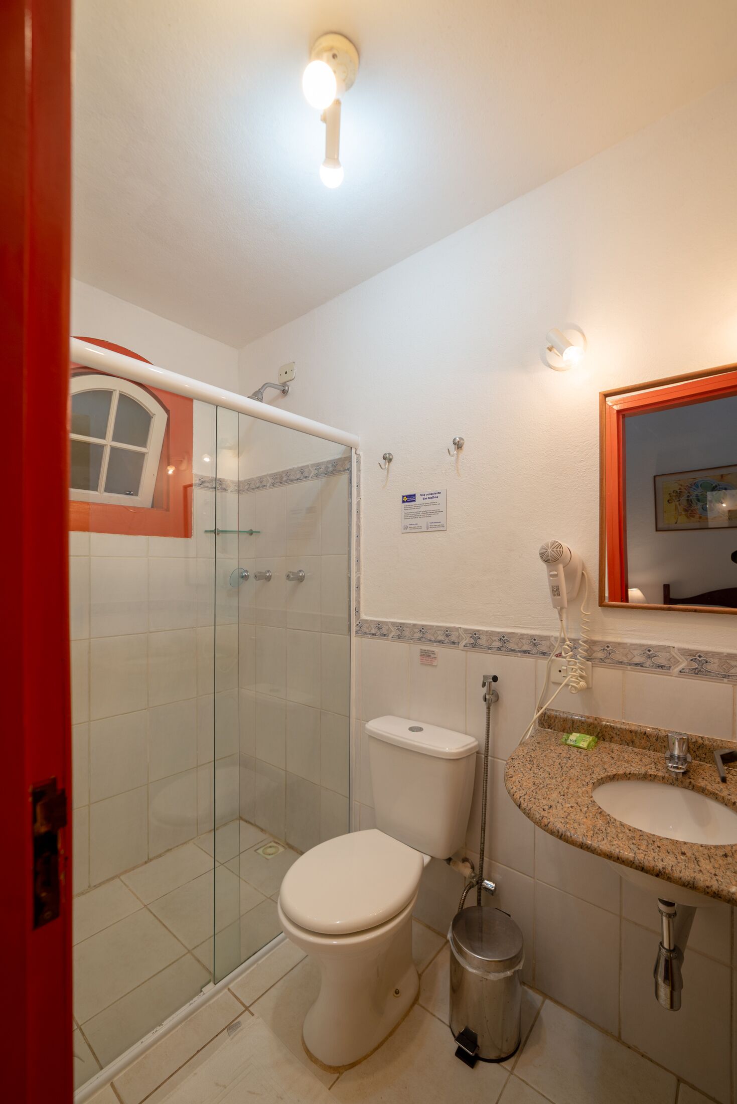 triple room | bathroom | shower, hair dryer, towels