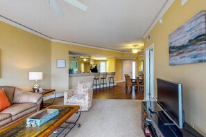 Hus - 1 kingsize-säng med bäddsoffa (One-Bedroom Apartment) | Vardagsrum