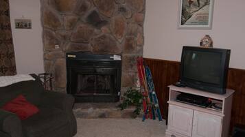 Nhà | Phòng khách | TV màn hình phẳng, lò sưởi, đầu đĩa DVD