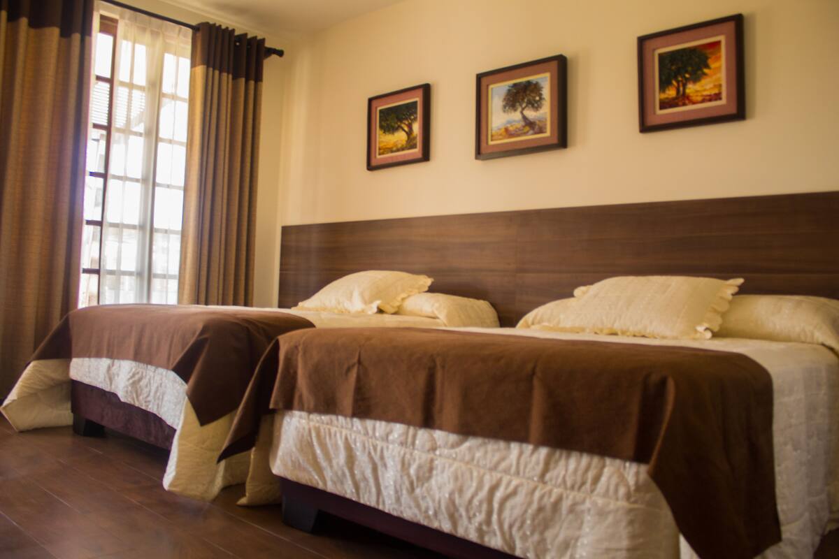 Blackout curtains, iron/ironing board, cots/infant beds, free WiFi