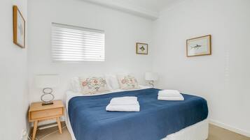 2 bedrooms, laptop workspace, blackout curtains, iron/ironing board