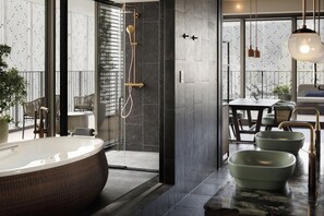 Bañera y ducha independientes y artículos de higiene personal ecológicos