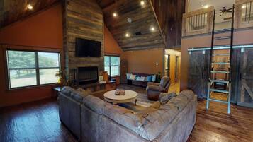 Televisor intel·ligent, llar de foc, taula de tennis de taula i estèreo