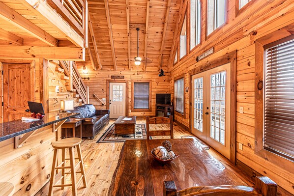 Smart TV, fireplace, video games, DVD player