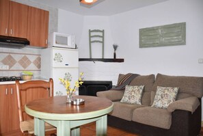 Een televisie en een open haard