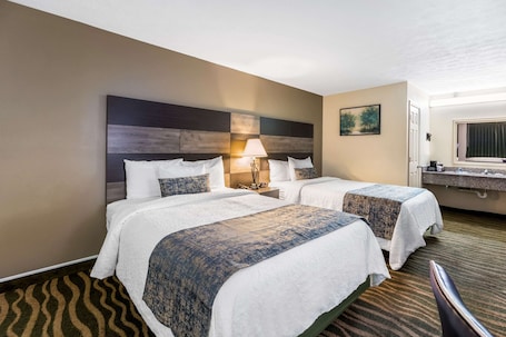 Standard Room, 2 Double Beds, Non Smoking | Desk, laptop workspace, iron/ironing board, free WiFi