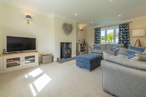 TV, fireplace