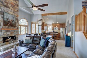 TV, fireplace, foosball