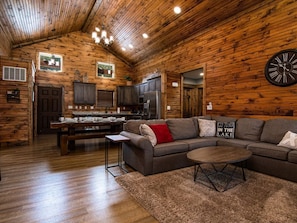 Smart TV, fireplace, video games, DVD player