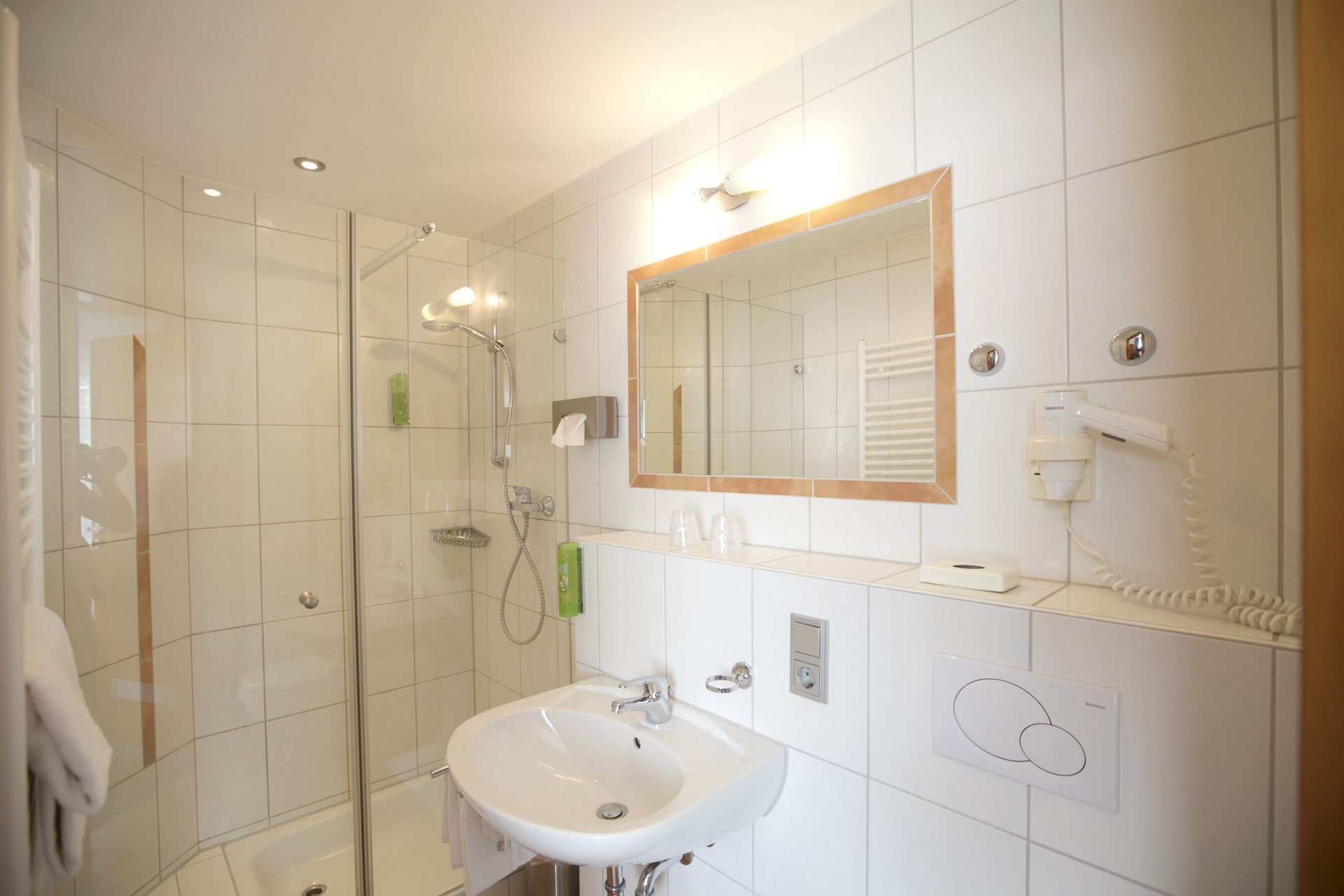 free toiletries, hair dryer, towels, soap