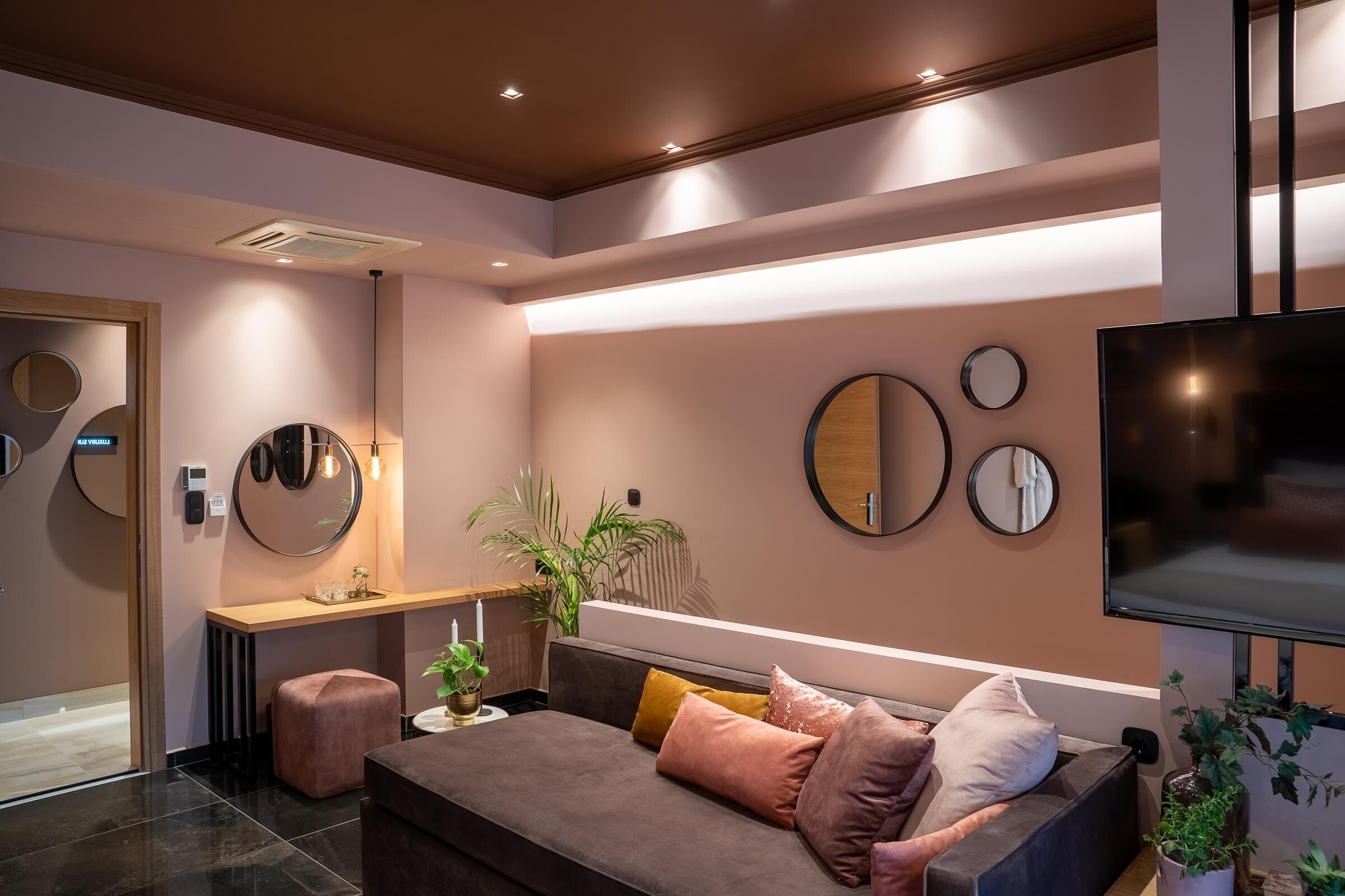 luxury duplex | living area | flat-screen tv